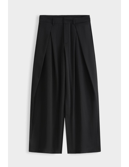 Pantalon Large Plissé Noir Homme | Zerda