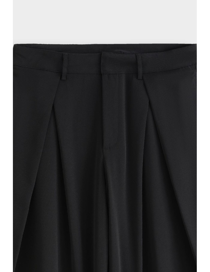 Pantalon Large Plissé Noir Homme | Zerda