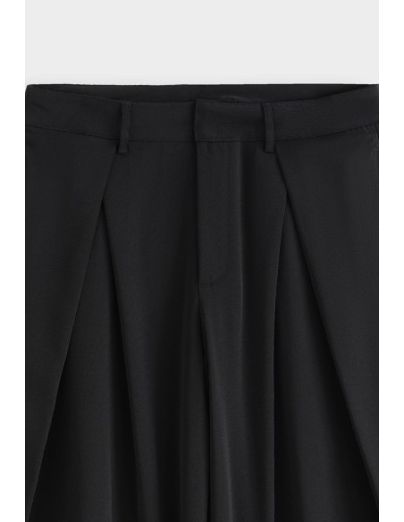 Pantalon Large Plissé Noir Homme | Zerda