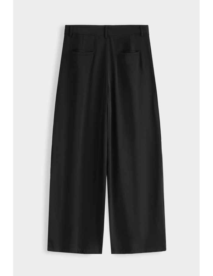 Pantalon Large Plissé Noir Homme | Zerda