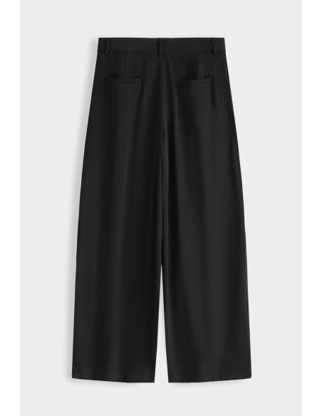 Pantalon Large Plissé Noir Homme | Zerda