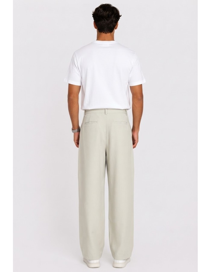 Pantalon Large Plissé Beige Homme | Zerda