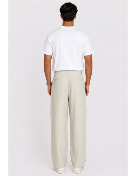Pantalon Large Plissé Beige Homme | Zerda