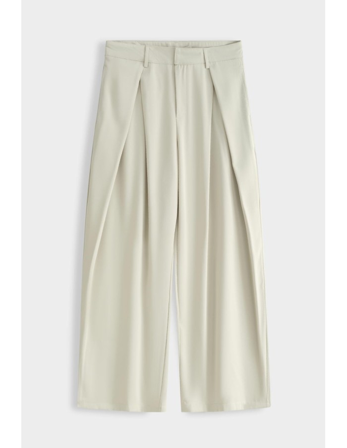 Pantalon Large Plissé Beige Homme | Zerda
