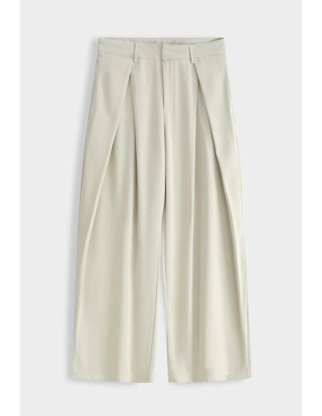 Pantalon Large Plissé Beige Homme | Zerda