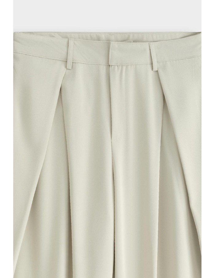 Pantalon Large Plissé Beige Homme | Zerda