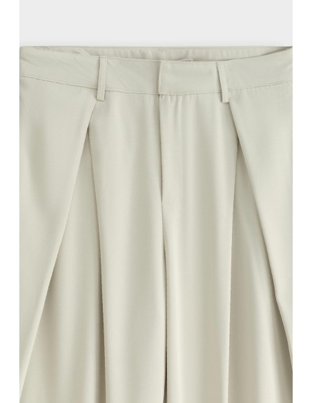 Pantalon Large Plissé Beige Homme | Zerda
