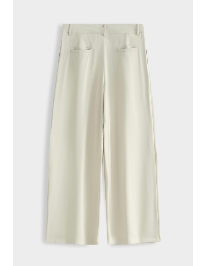 Pantalon Large Plissé Beige Homme | Zerda