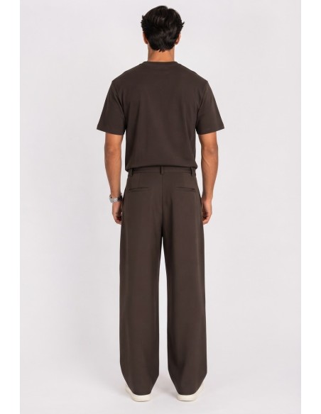 Pantalon Large Plissé Chocolat Homme | Zerda