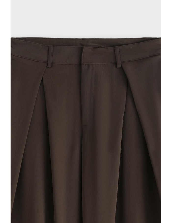 Pantalon Large Plissé Chocolat Homme | Zerda