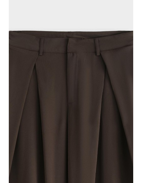 Pantalon Large Plissé Chocolat Homme | Zerda