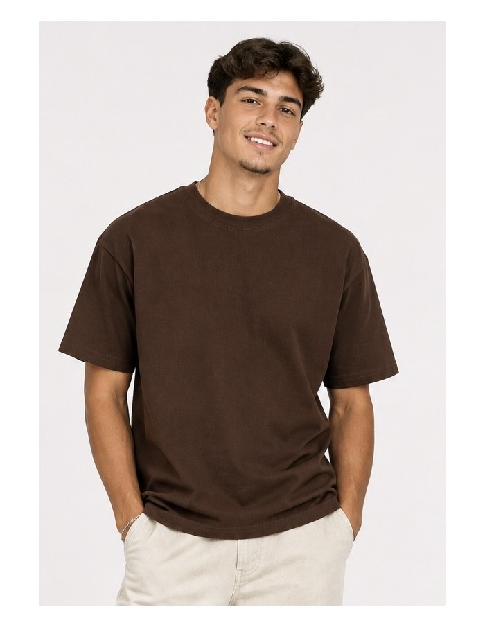 T-Shirt Basique Chocolat Homme Coton | Zerda