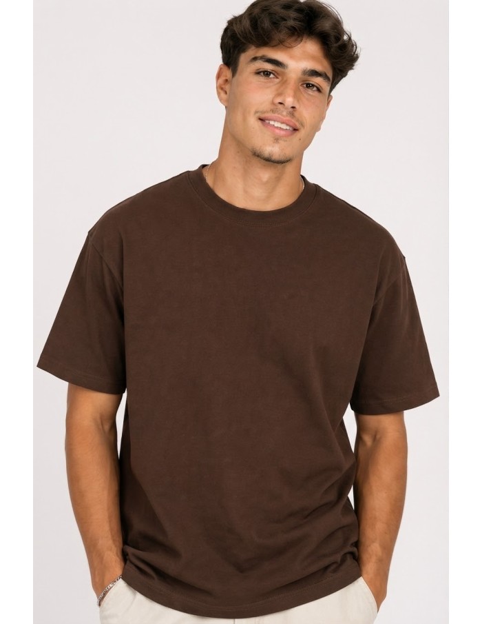 T-Shirt Basique Chocolat Homme Coton | Zerda