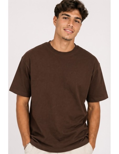 T-Shirt Basique Chocolat Homme Coton | Zerda