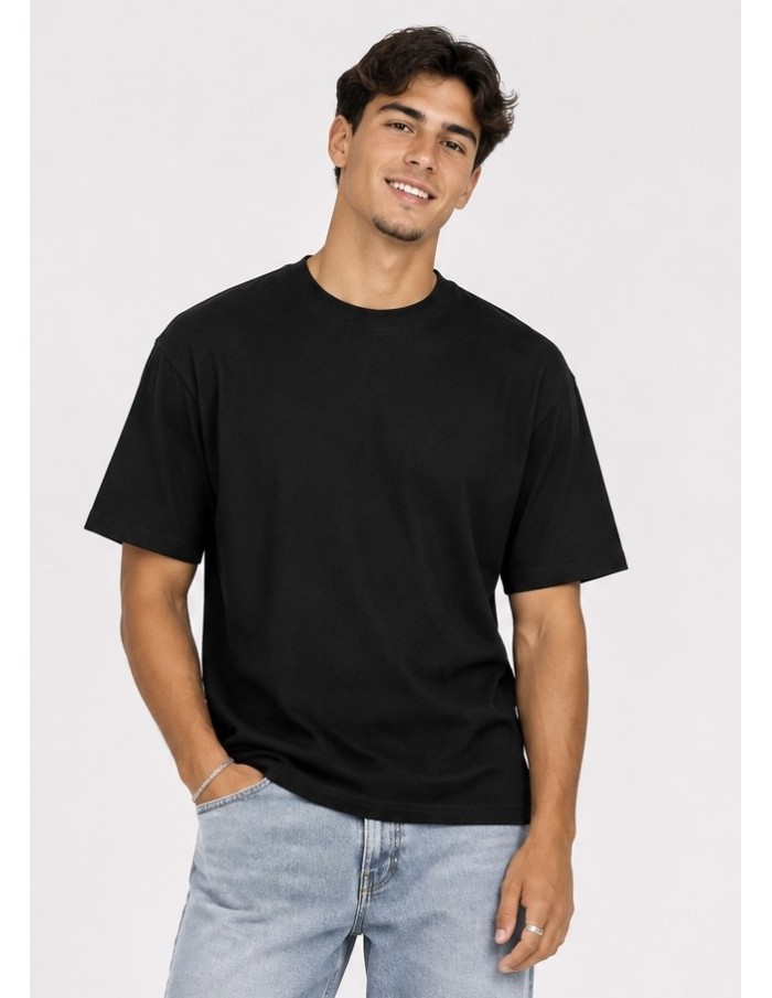 T-Shirt Basique Noir Homme Coton | Zerda