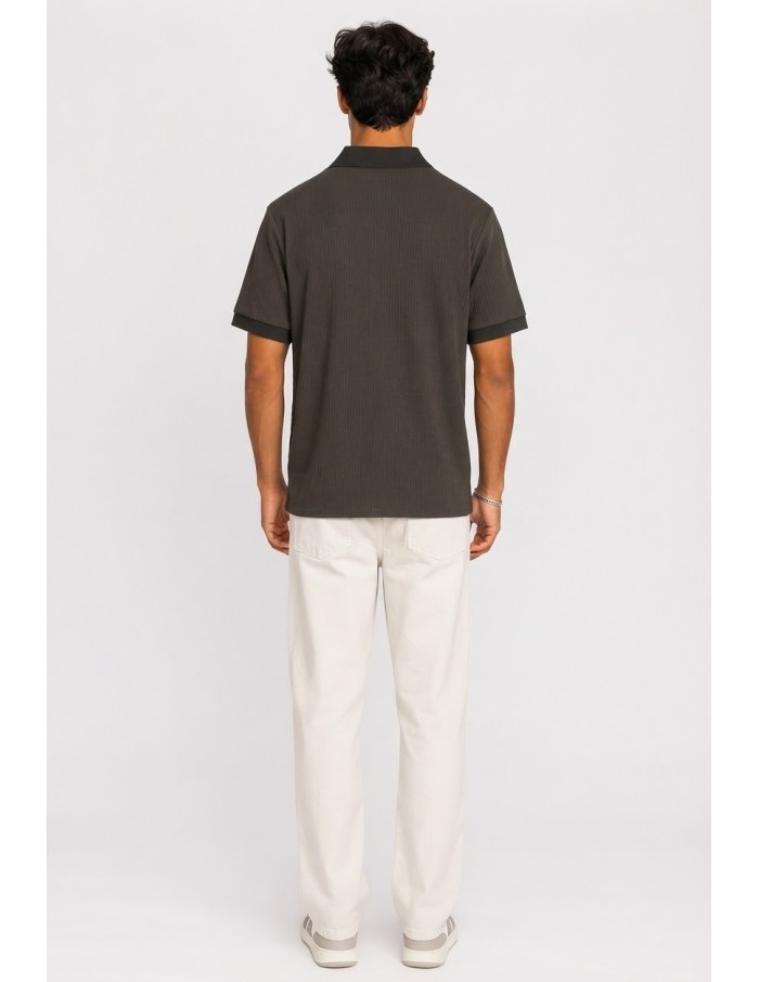Polo Marron Homme Col Ouvert | Zerda
