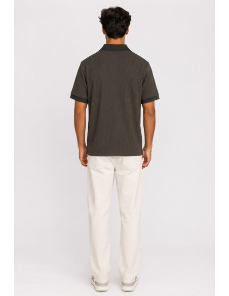 Polo Marron Homme Col Ouvert | Zerda