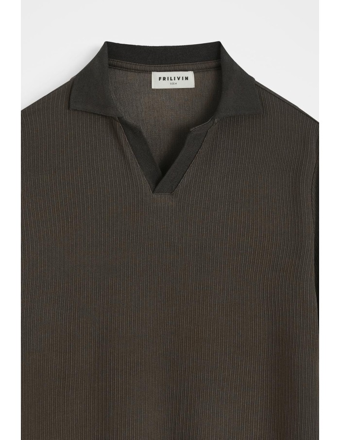 Polo Marron Homme Col Ouvert | Zerda
