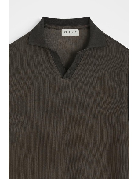 Polo Marron Homme Col Ouvert | Zerda