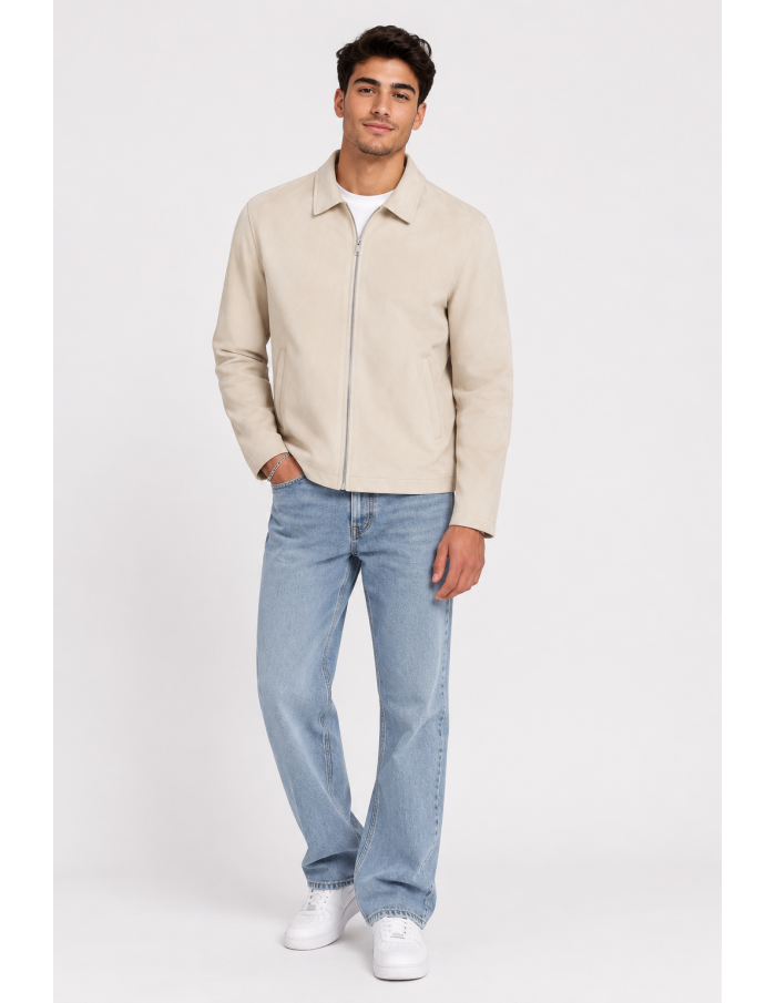 Veste Col Chemise Beige Homme | Zerda
