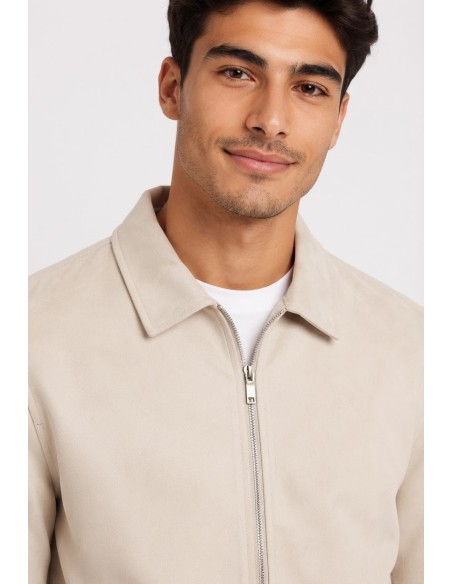 Veste Col Chemise Beige Homme | Zerda