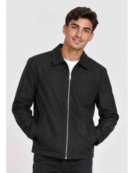 Veste Col Chemise Noire Homme | Zerda