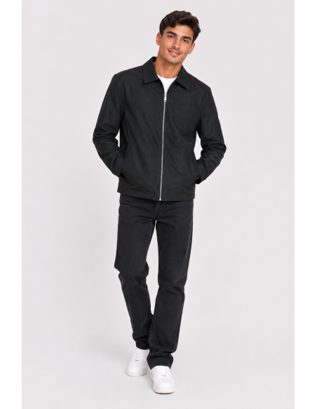 Veste Col Chemise Noire Homme | Zerda