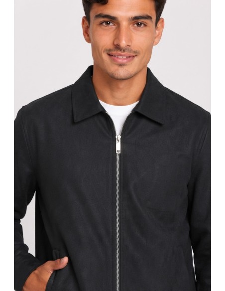 Veste Col Chemise Noire Homme | Zerda