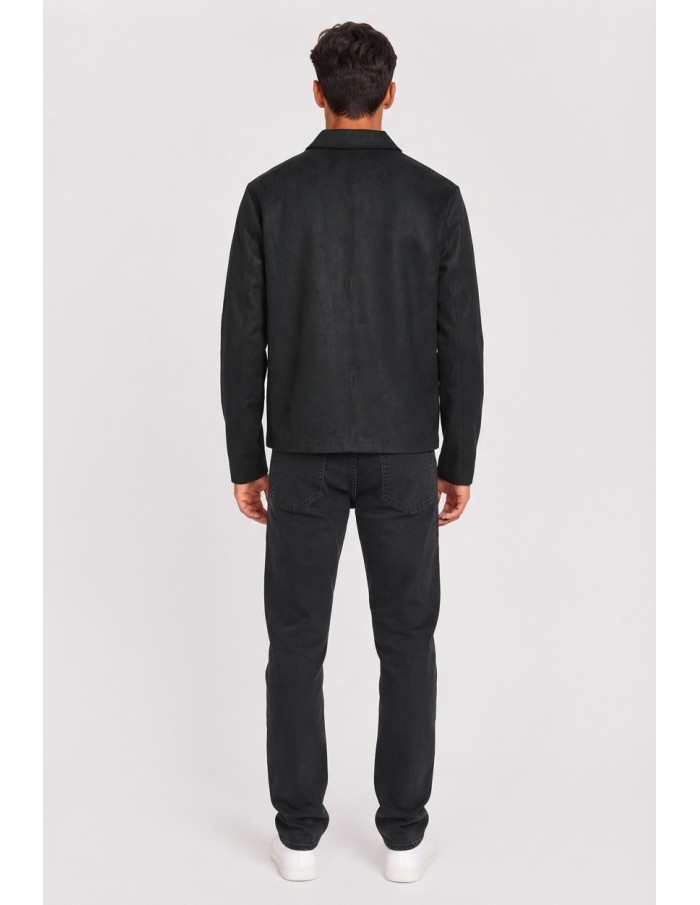 Veste Col Chemise Noire Homme | Zerda