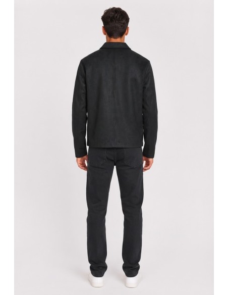 Veste Col Chemise Noire Homme | Zerda
