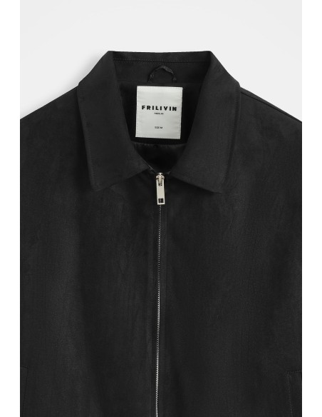 Veste Col Chemise Noire Homme | Zerda