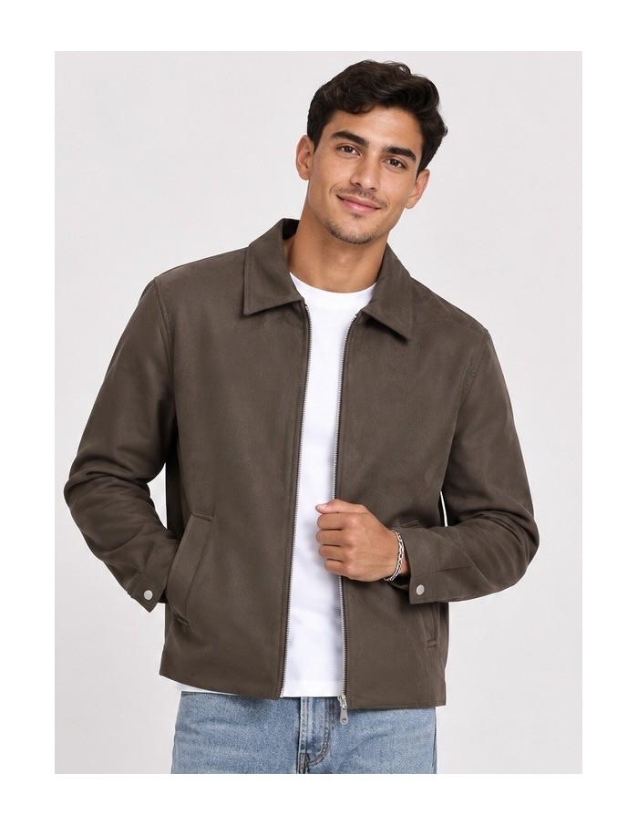 Veste Col Chemise Marron Homme | Zerda