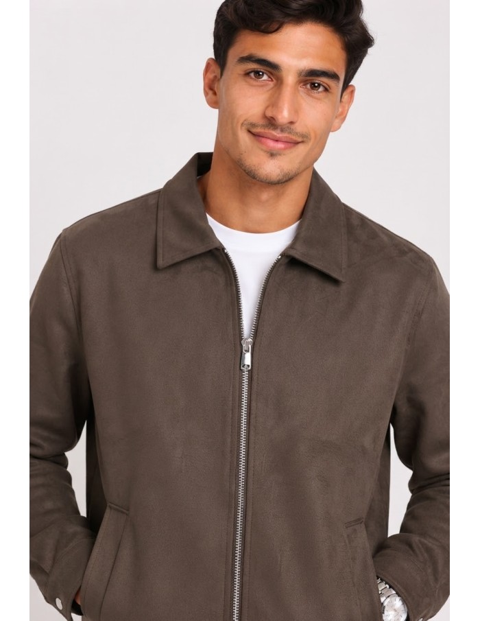 Veste Col Chemise Marron Homme | Zerda