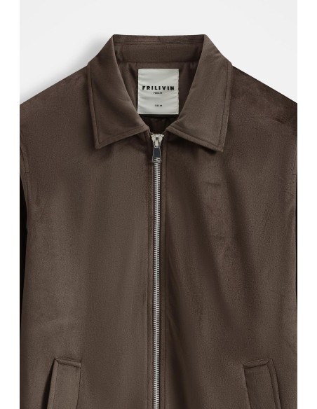 Veste Col Chemise Marron Homme | Zerda