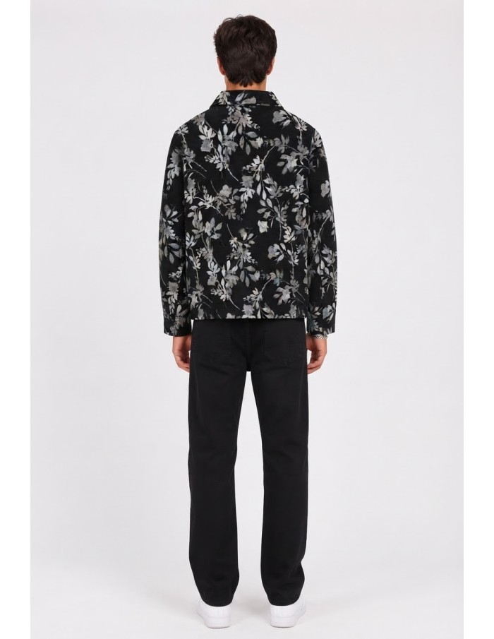 Veste Fleurie Noire Homme Imprimé Métallisé | Zerda