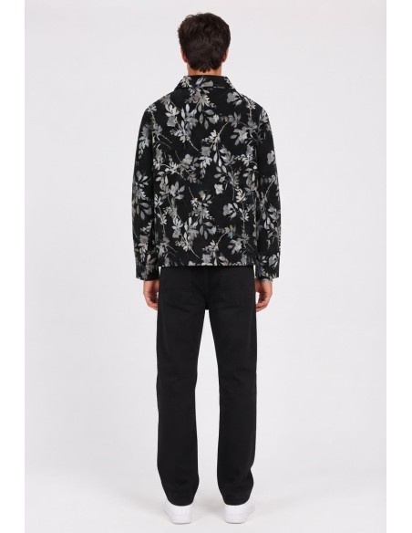 Veste Fleurie Noire Homme Imprimé Métallisé | Zerda