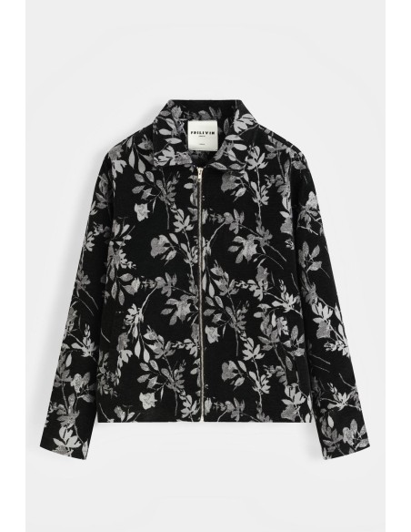 Veste Fleurie Noire Homme Imprimé Métallisé | Zerda