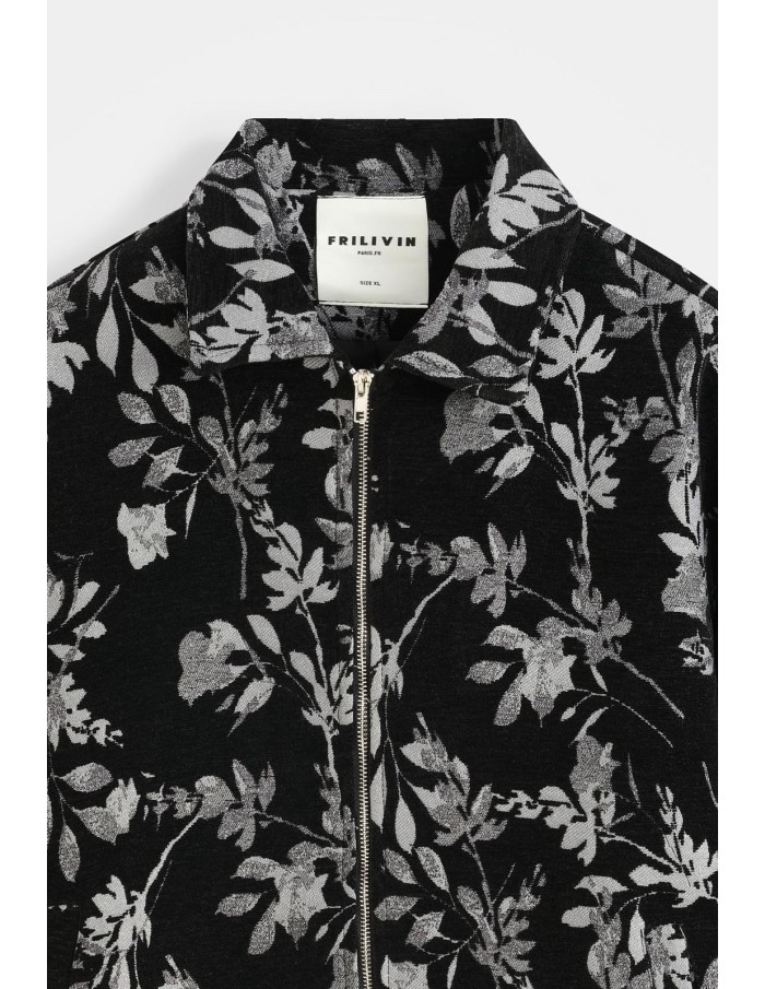 Veste Fleurie Noire Homme Imprimé Métallisé | Zerda
