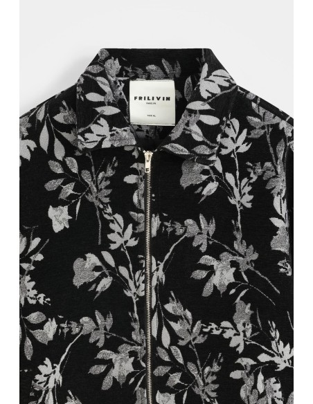 Veste Fleurie Noire Homme Imprimé Métallisé | Zerda