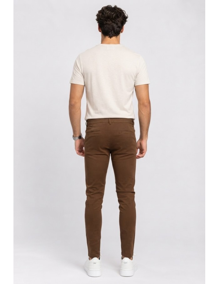Pantalon Chino Marron Homme | Zerda