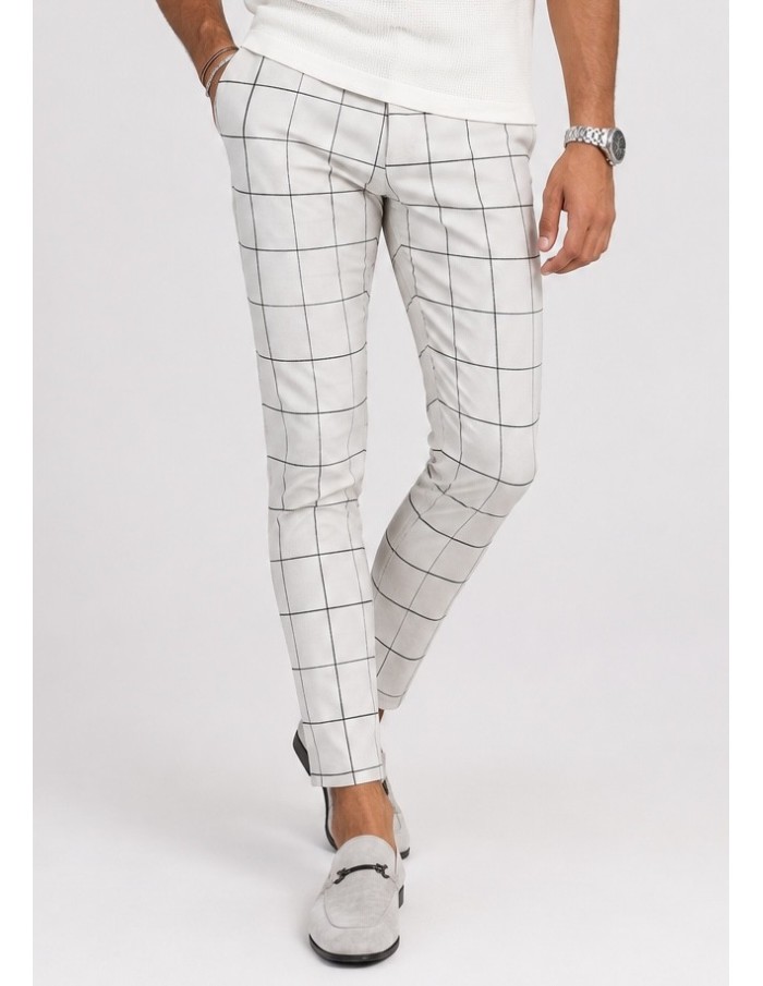 Pantalon Carreaux Blanc Homme | Zerda