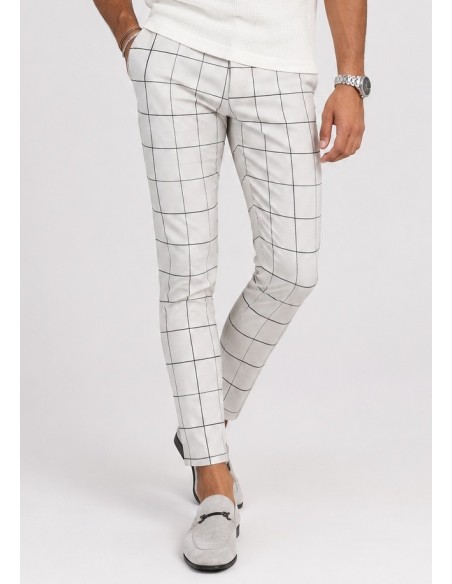 Pantalon Carreaux Blanc Homme | Zerda