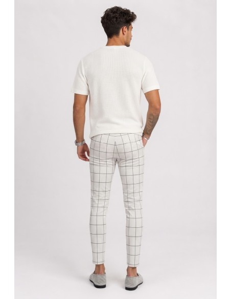 Pantalon Carreaux Blanc Homme | Zerda