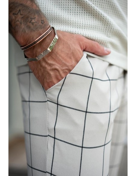 Pantalon Carreaux Blanc Homme | Zerda