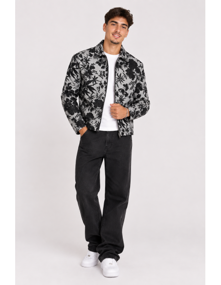 Veste Fleurie Grise Homme Motifs Floraux | Zerda