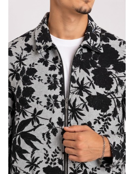 Veste Fleurie Grise Homme Motifs Floraux | Zerda