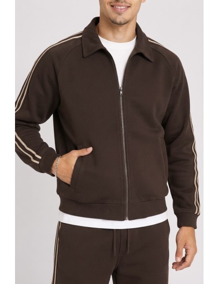 Ensemble Jogging Marron Homme Bandes | Zerda