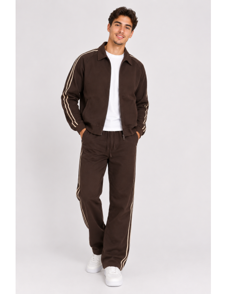 Ensemble Jogging Marron Homme Bandes | Zerda