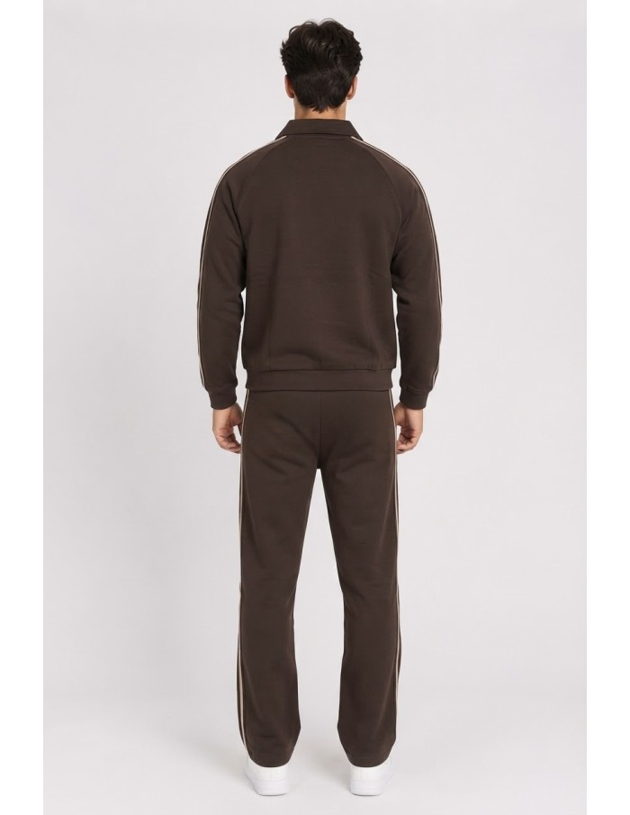 Ensemble Jogging Marron Homme Bandes | Zerda