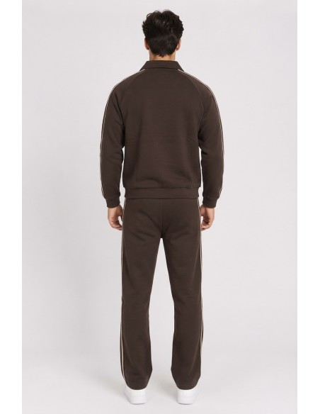 Ensemble Jogging Marron Homme Bandes | Zerda
